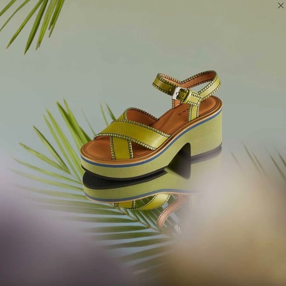 CLERGERIE - PARIS 'CHARLINE' Aloe Green Wedge Sandals - $625 BNIB - SAVE 66% - Picture 4 of 4